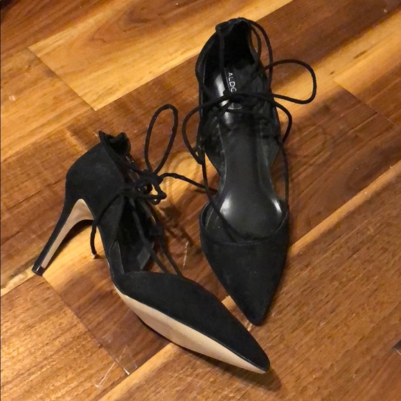 Aldo Shoes - Cross cross strap Aldo black suede heels